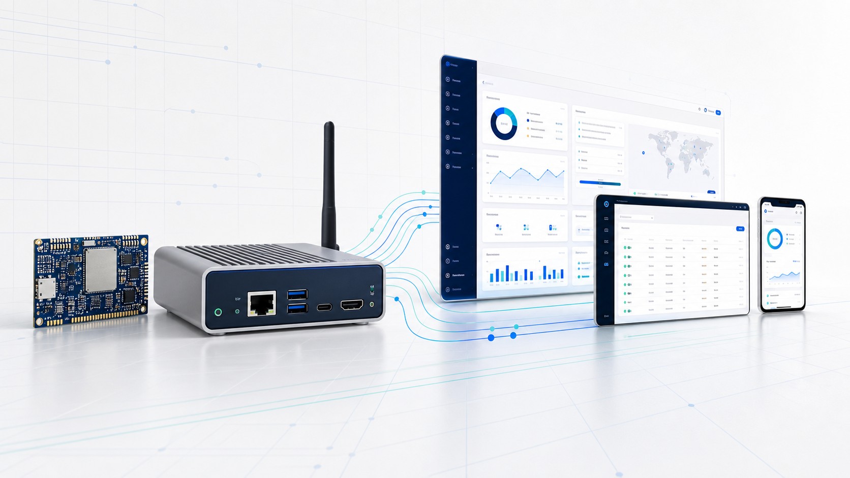 Realtek Connect+ chip, device, secure cloud, mobile app, and operations dashboard flow